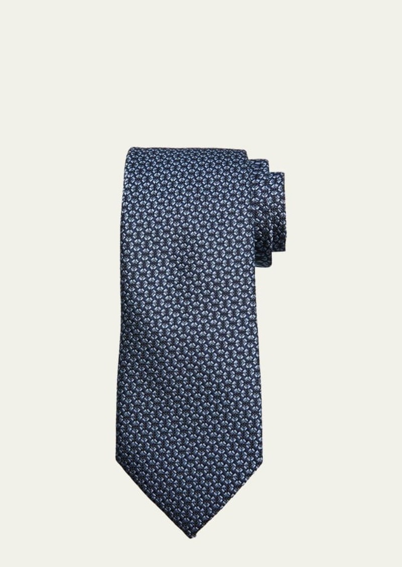ZEGNA Men's Geometric Jacquard Silk Tie