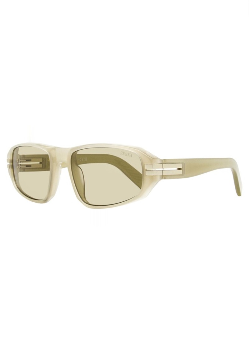 Zegna Men's Lanyard Sunglasses EZ0262 57J Transparent Beige 58mm