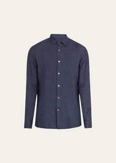 ZEGNA Men's Linen Casual Button-Down Shirt