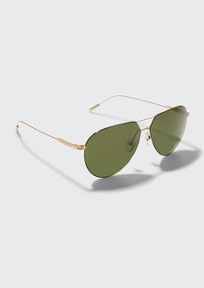 ZEGNA Men's Metal Double-Bridge Aviator Sunglasses