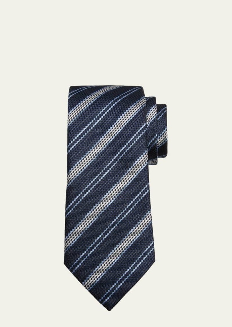 ZEGNA Men's Multi-Stripe Jacquard Silk Tie
