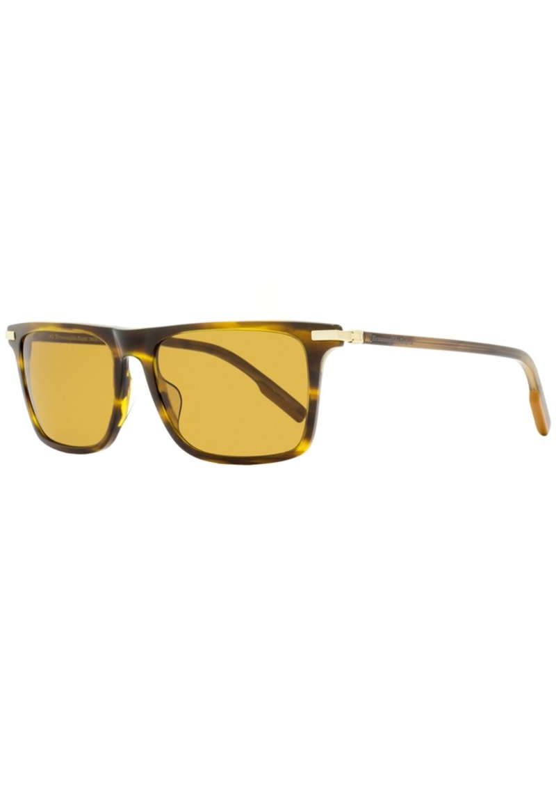 Zegna Men's Rectangular Sunglasses EZ0204 52E Striped Brown 56mm