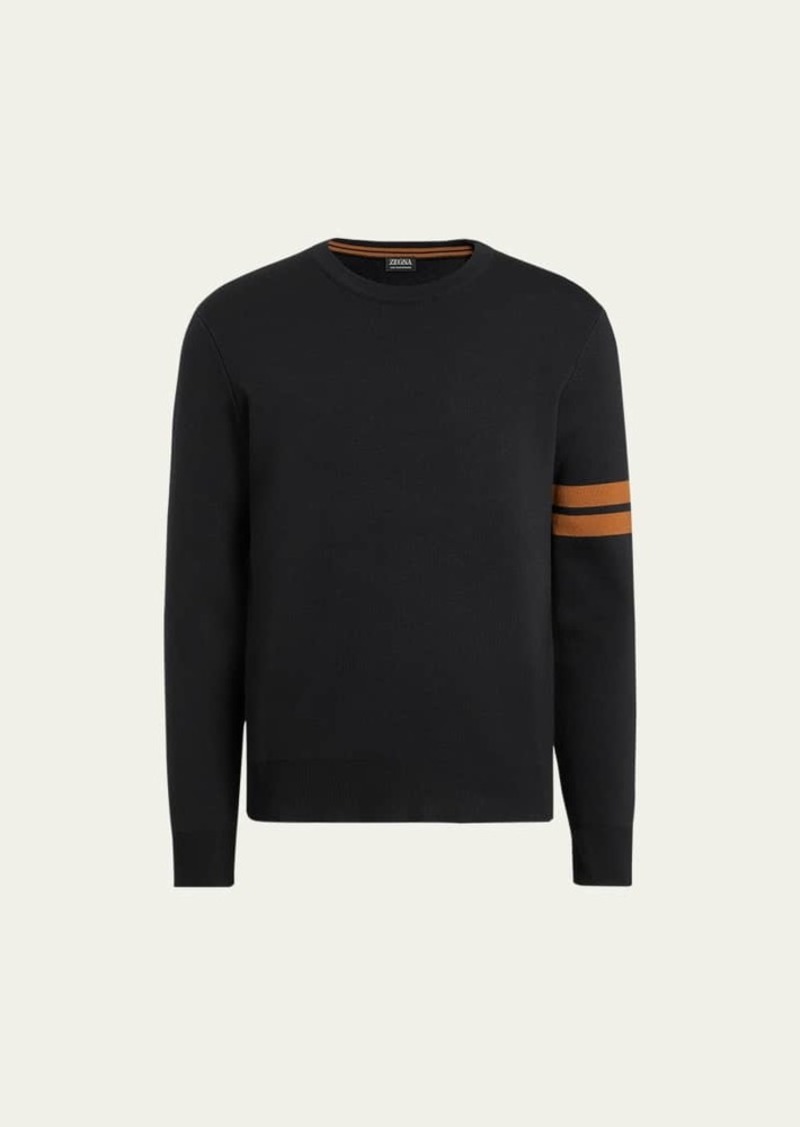 ZEGNA Men's Signifier Stripe Crewneck Sweater