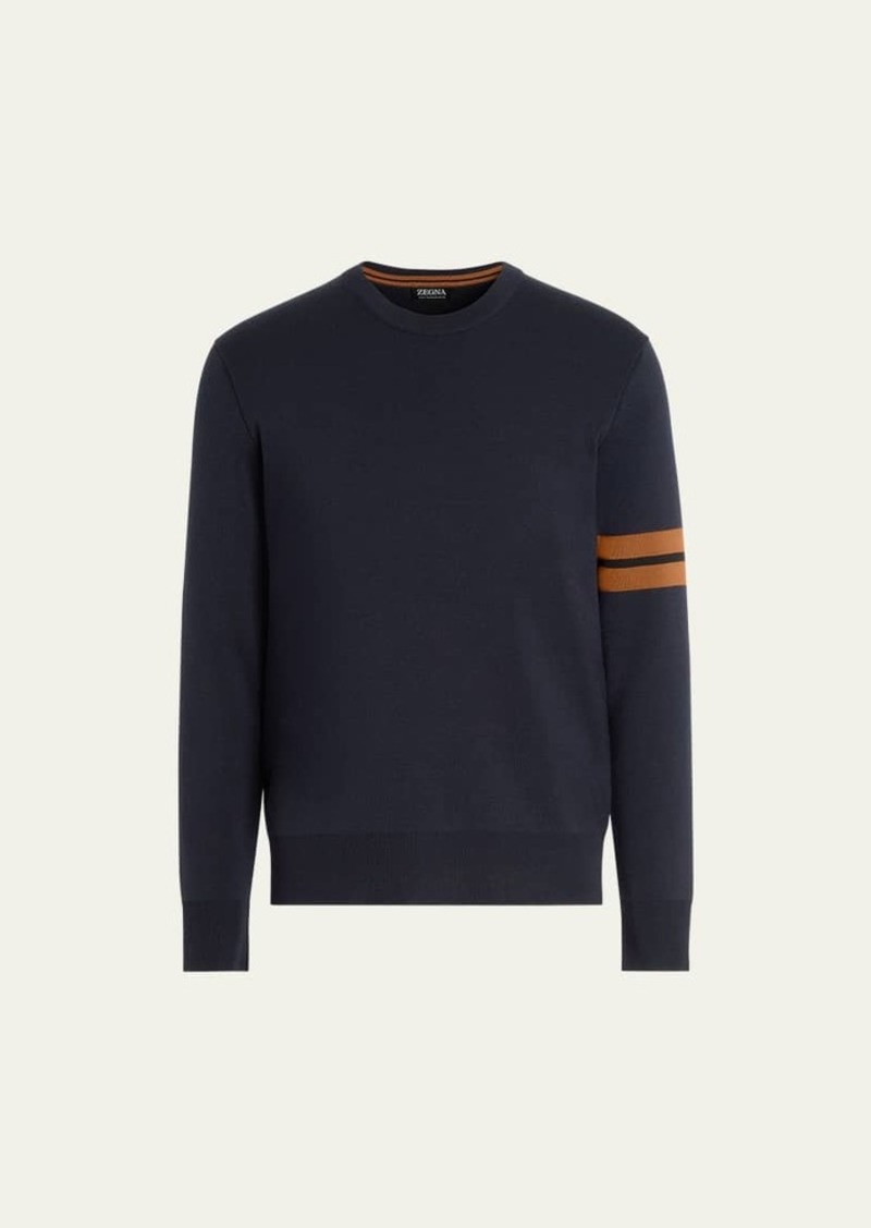 ZEGNA Men's Signifier Stripe Wool Crewneck Sweater