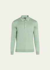 ZEGNA Men's Silk-Blend Polo Sweater