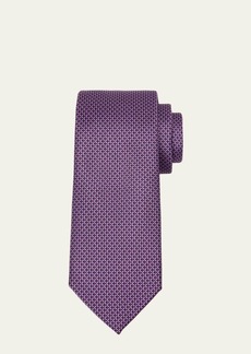 ZEGNA Men's Silk Geometric Check-Print Tie
