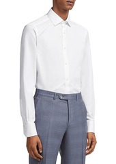 Zegna Micro Striped Trecapi Tailored Fit Long Sleeve Shirt