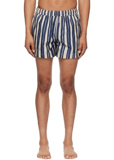 ZEGNA Navy & Tan Striped Swim Shorts