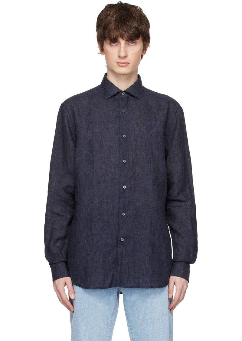 ZEGNA Navy Button Shirt