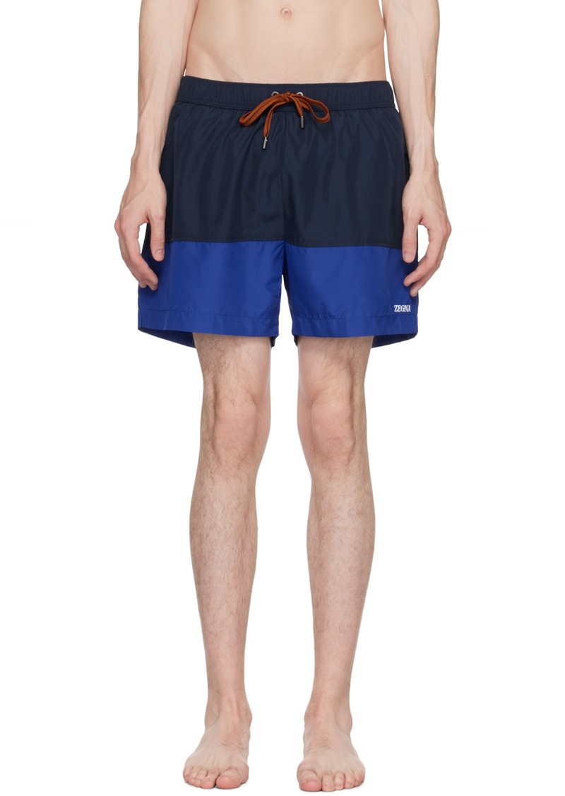 ZEGNA Navy Drawstring Swim Shorts