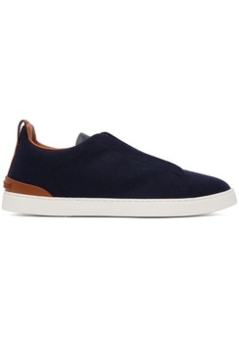 ZEGNA Navy Triple Stitch Sneakers