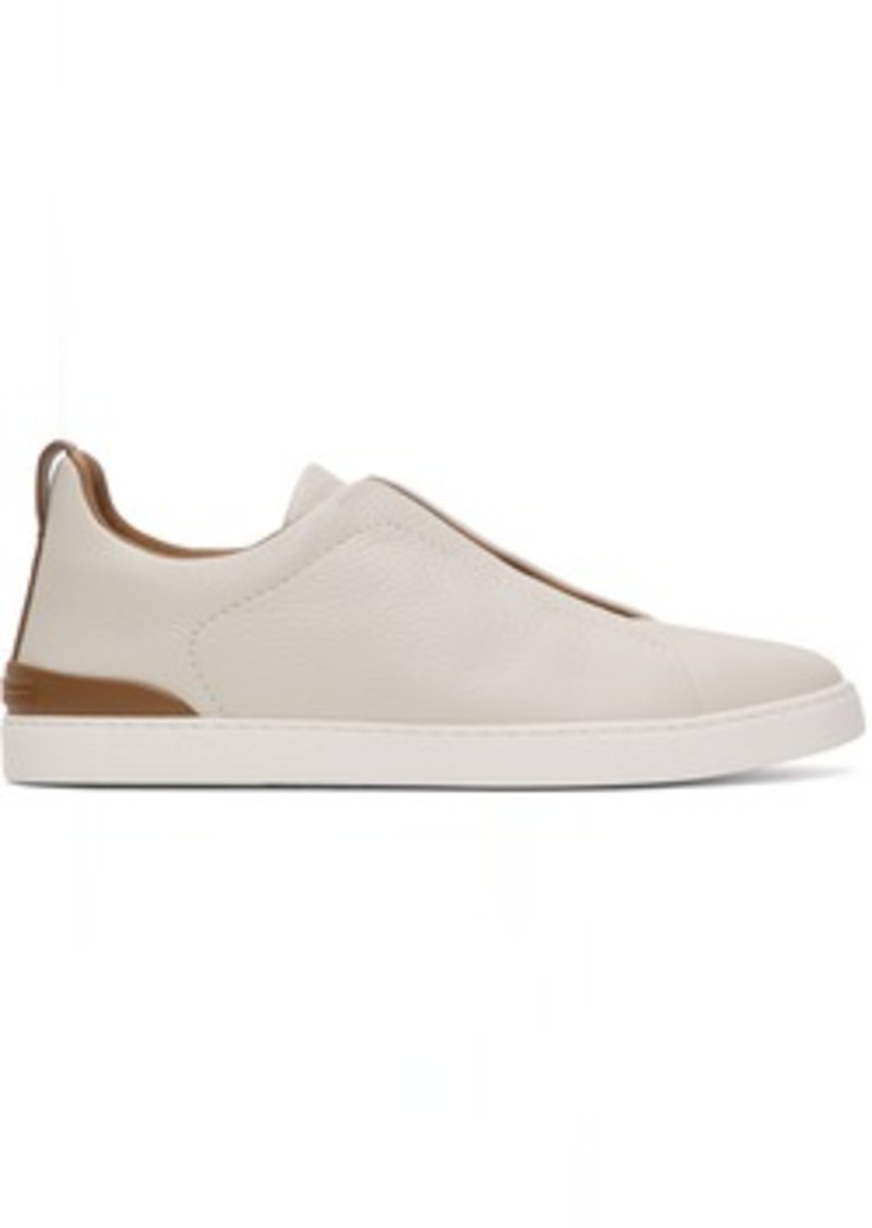 ZEGNA Off-White Deerskin Triple Stitch Sneakers