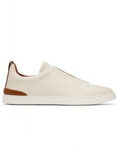 ZEGNA Off-White Deerskin Triple Stitch Sneakers