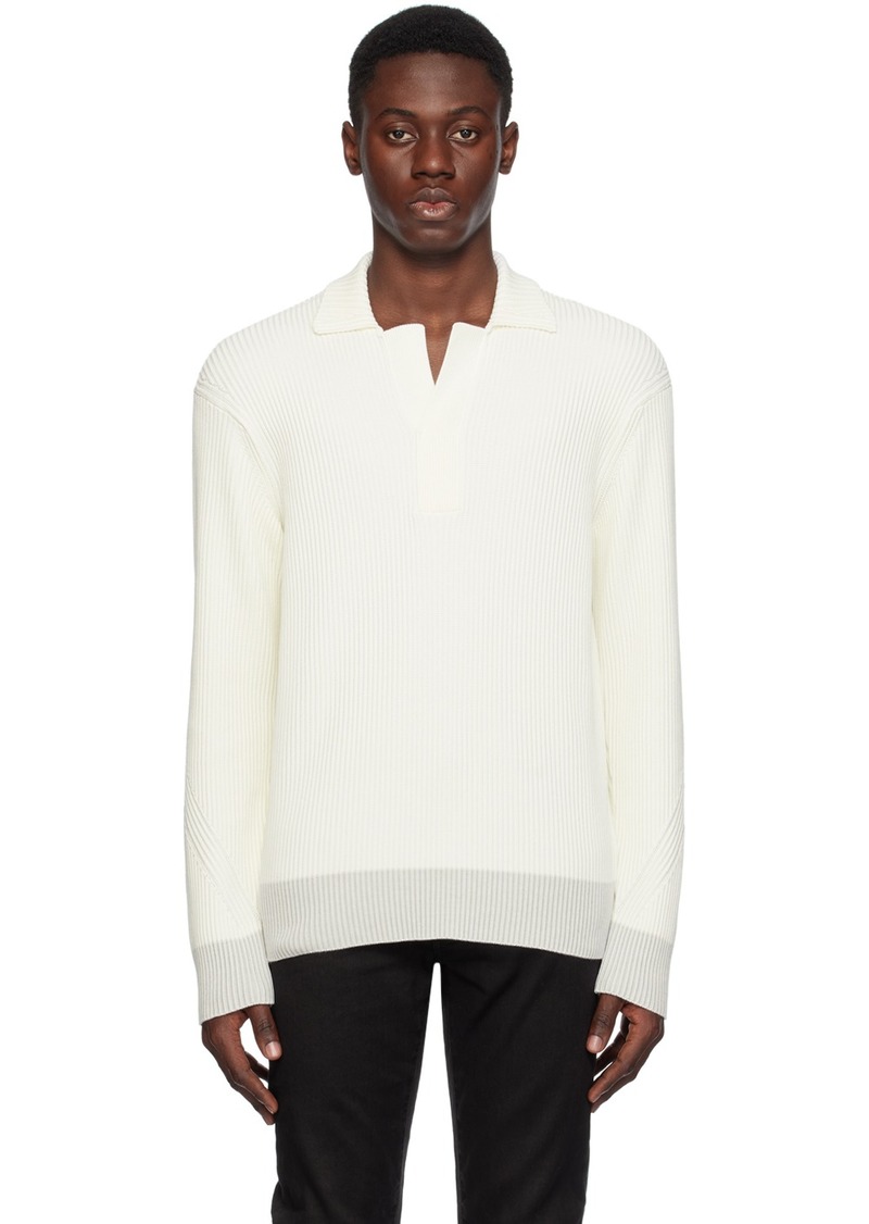 ZEGNA Off-White Open Collar Polo