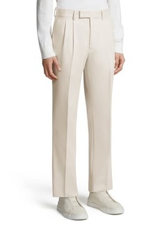 ZEGNA Pleated Cotton & Wool Trousers
