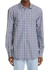 ZEGNA Pure Cotton Check Button-Up Shirt in Br Blu Ck at Nordstrom