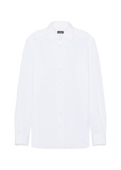 Zegna Pure Cotton Jersey Long Sleeve Button Down Shirt