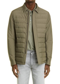 ZEGNA Stratos Quilted Down Shirt Jacket in Green at Nordstrom