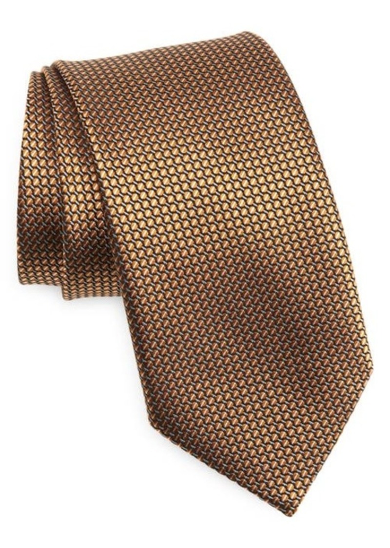 ZEGNA TIES Paglie Geometric Silk Jacquard Tie