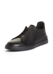 ZEGNA Triple Stitch Deerskin Leather Slip-On Sneaker