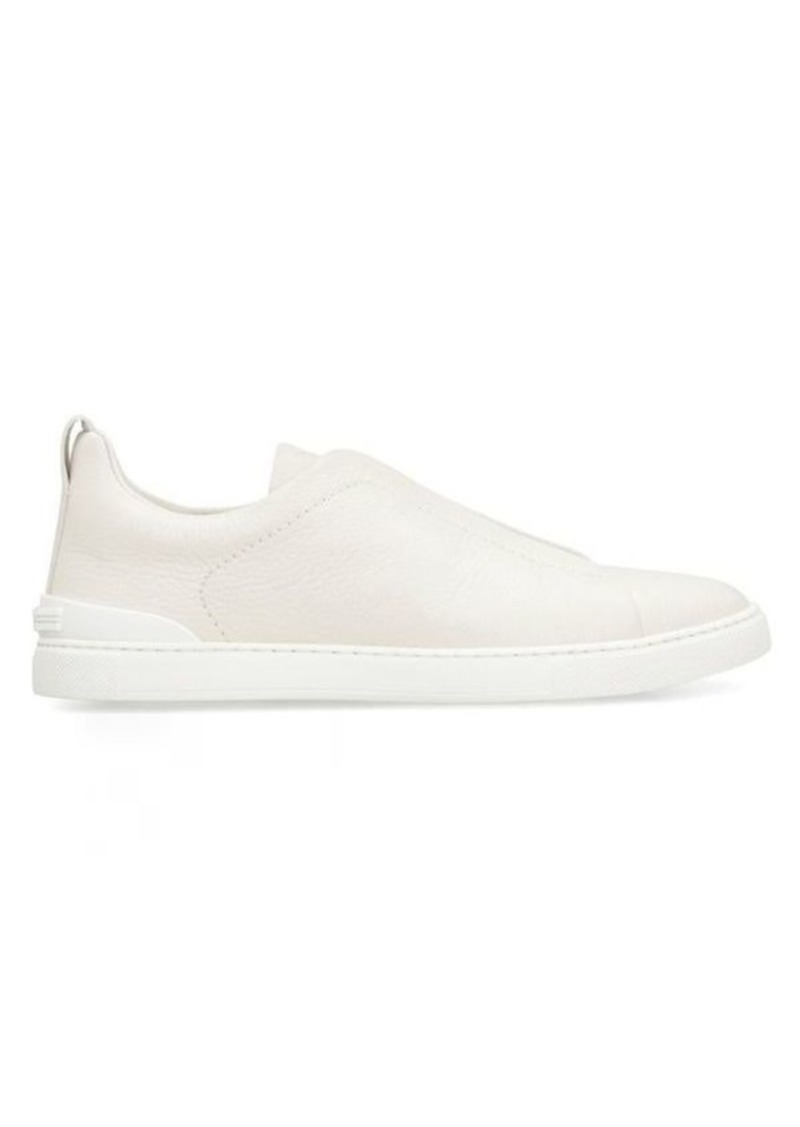 ZEGNA TRIPLE STITCH LEATHER SNEAKERS
