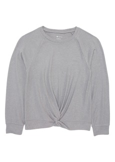 Zella Girl Supersoft Long Sleeve Twist Top in Grey Alloy at Nordstrom Rack