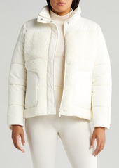 Zella Hybrid Faux Shearling Puffer Jacket in Ivory Egret at Nordstrom Rack