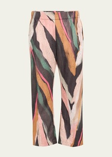Zero + Maria Cornejo Eko Abstract Metallic Jacquard Draped Trousers