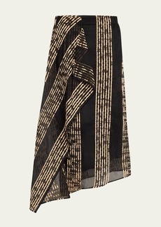 Zero + Maria Cornejo One Woven Stripe Asymmetric Midi Skirt