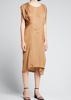 Zero + Maria Cornejo Ruched Fold Georgette Midi Dress