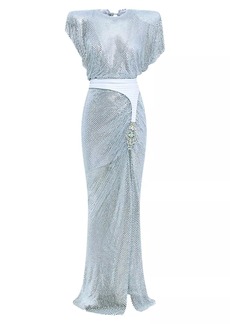 Zhivago Jem Crystal-Embellished Mesh Gown