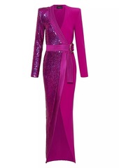Zhivago Take Off Sequin Belted Gown