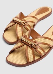 Zimmermann 10mm Prisma Raffia-effect Flat Sandals