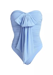 Zimmermann Acacia Draped Bow Bandeau One-Piece Swimsuit