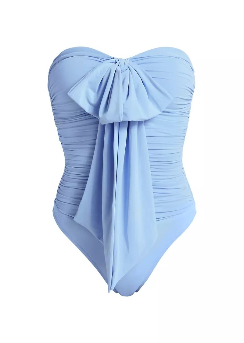 Zimmermann Acacia Draped Bow Bandeau One-Piece Swimsuit