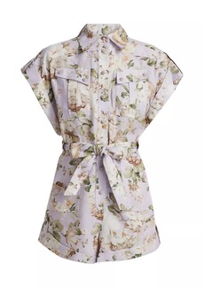 Zimmermann Acacia Floral Linen Pocket Romper