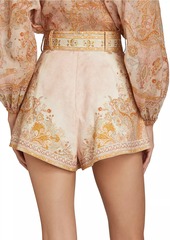 Zimmermann Acacia Tuck Linen Belted Shorts