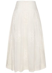 Zimmermann Alight Embroidered Basque Midi Skirt