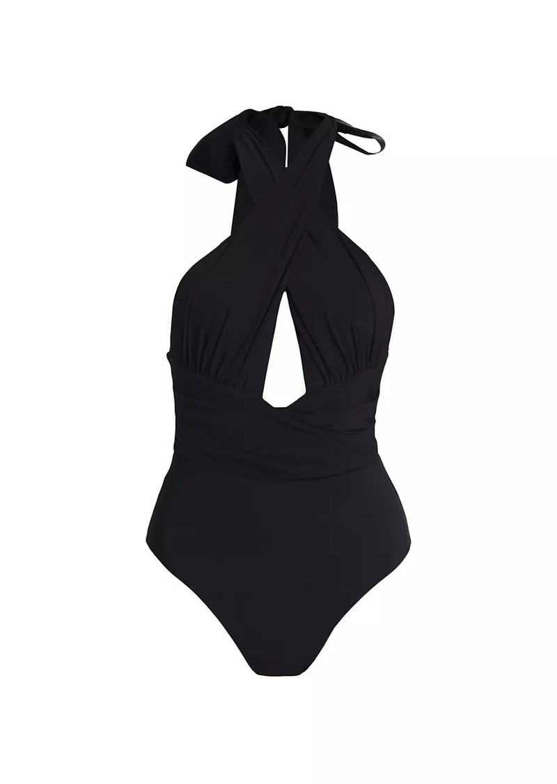 Zimmermann Alight Wrap Halter One-Piece Swimsuit