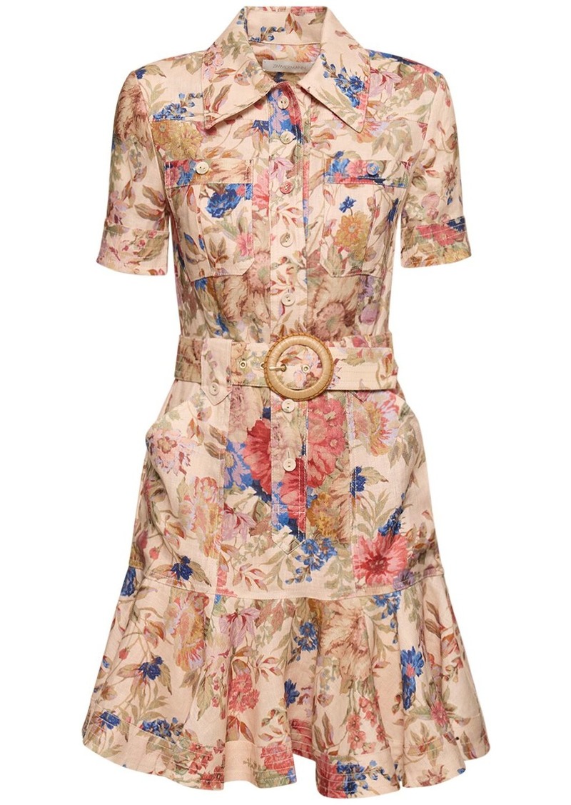 Zimmermann August Belted Linen Mini Dress