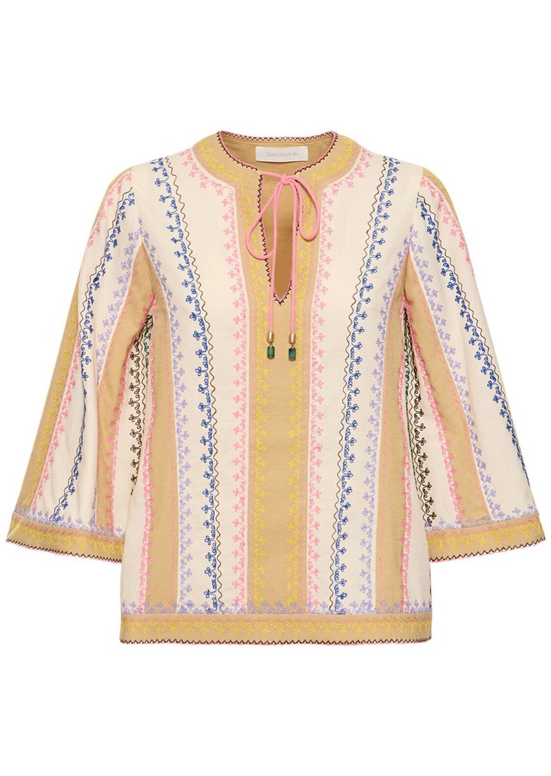 Zimmermann August Embroidered Cotton Top