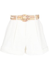 Zimmermann belted pleated cotton shorts
