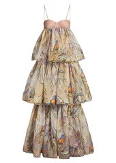 Zimmermann Candescent Parakeets Tiered Gown