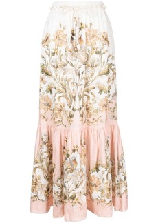 Zimmermann Chintz floral-print linen midi skirt