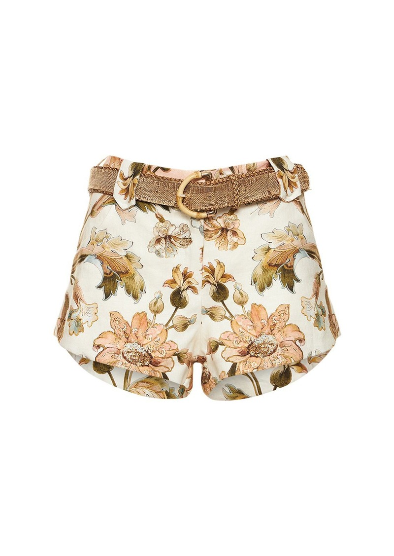 Zimmermann Chintz Floral Print Linen Mini Shorts