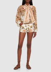 Zimmermann Chintz Floral Print Linen Mini Shorts