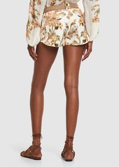 Zimmermann Chintz Floral Print Linen Mini Shorts