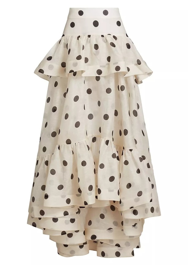 Zimmermann Crush Polka Dot Tiered Maxi Skirt