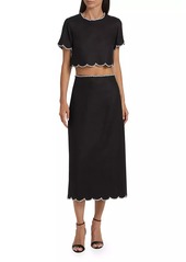 Zimmermann Crush Scalloped Midi-Skirt