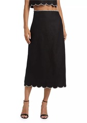 Zimmermann Crush Scalloped Midi-Skirt